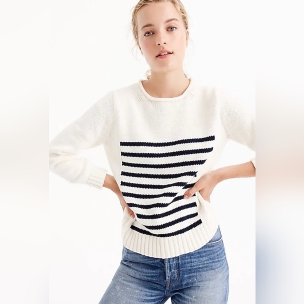 J.Crew 1988 Navy Striped Rollneck Sweater